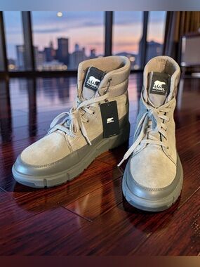 Sorel Explorer 111 NWT Sz 12 Gray Suede Lace-Up Waterproof Winter Boots (SH355)